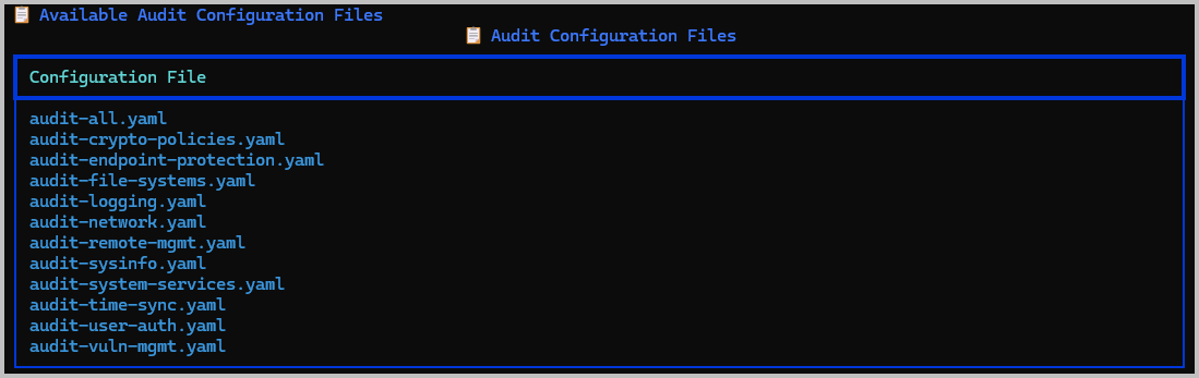 List Available Audit Configs List Audit Configs