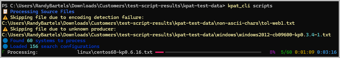 Running the Scripts Command KPAT Scripts Run